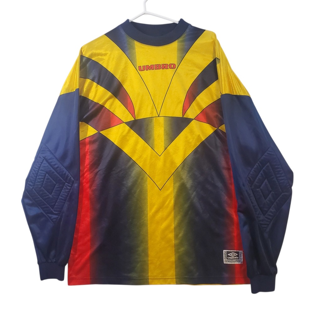 Vintage 90s Umbro Scotland Goalkeeper Jersey Mens XL Padded Elbows Soccer Y2K